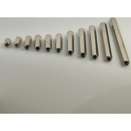 20Pcs/lot nickel plated brass hex standoff M3*6/8/10/12/15/18/20/25/30 female to female nickel brass spacer