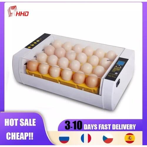 2021 HHD Hatching 24S Egg incubator Transparent Fully Auto LED Light Egg Brooder Smart Hatchery Machine For Chick Quail Goose