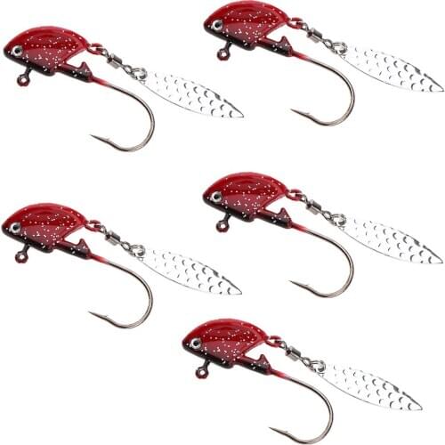 5 Pcs Fish Head Spinning Jig Head Artificial Lure Sharp Hooks Baits Hooks for Fisherman Saltwater Freshwater Fishing