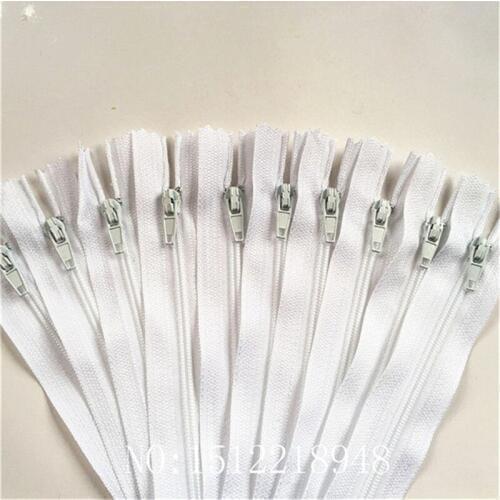 50pcs ( 20 Inch ) 50cm White Nylon Coil Zippers Tailor Sewer Craft Crafters &FGDQRS #3 Closed End