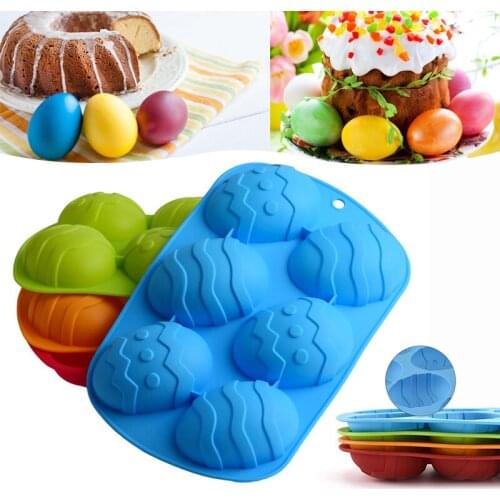 6 Hole/pc Easter Egg Diy Silicone Mold Easter Day Home Candy Chocolates Cake Making Tool