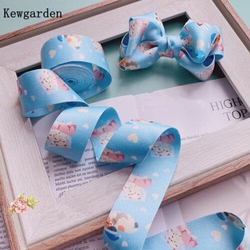 Kewgarden DIY Accessories Handmade Sewing Make Hair Bow 30mm 1-1/4" Cute Cartoon Cat Woolen cloth Fabric Satin Ribbon 5 Meters