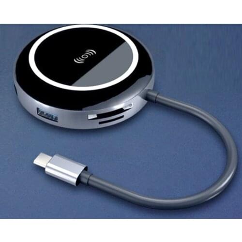 9 in 1 Qi Wireless Charger USB-C USB 3.1 Type C HUB to USB 3.0 HDMI RJ45 Card Reader PD Charging Adapter for iPhone Macbook
