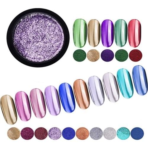 12 Colors Nail Art Glitter Mirror Powder Effect Shiny Nail Powder Fine DIY Electroplating Powder Nail Art Glitter Powder