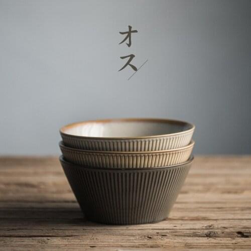 Big Ceramic Salad Bowl Japanese-style Bowls For Dessert Noodle Large Capacity Deep Bowl Household Tableware 7 Inch