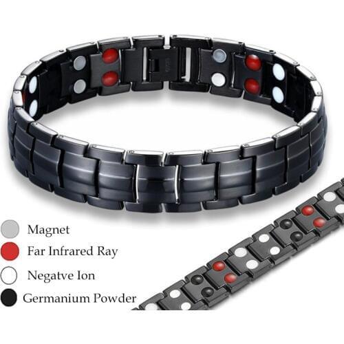 Magnetic Health Energy Bracelet For Men Black Arthritis Bio Magnet Therapy Stainless Steel Bracelets Bangle Men Jewelry