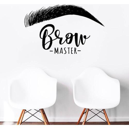 Brow Master Wall Decal Quote Eyelashes Eyebrows Vinyl Sticker Mural Brow Bar Sign Wall Window Decoration Beauty Salon Decal M29