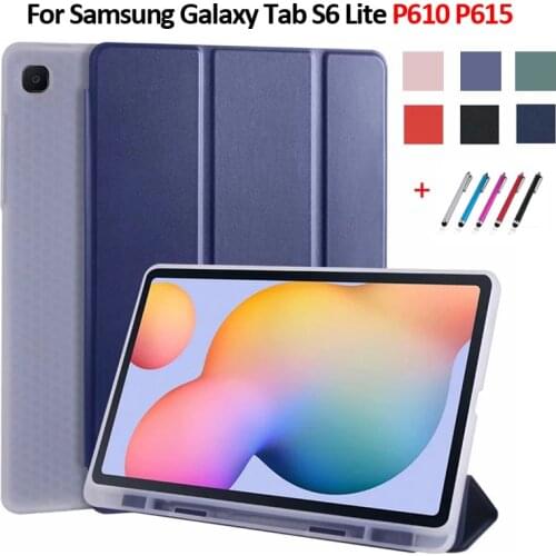 For Samsung Galaxy Tab S6 Lite Case 10.4" SM-P610 P615 Case with Pencil Holder Tri-Fold Stand Tablet Case For Galaxy Tab S6 Lite
