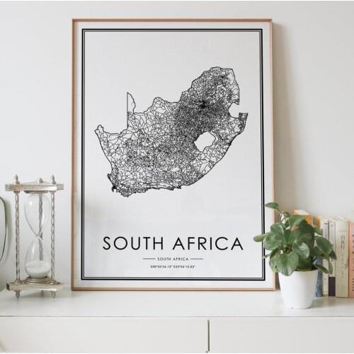 South Africa country Road map Nordic Living Room Decoration Canvas Poster Modern Home Decor Art Print Painting