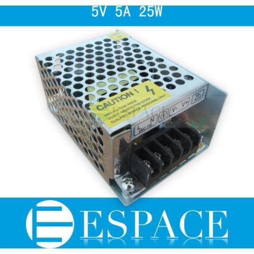 Best quality 5V 5A 25W Switching Power Supply Driver for LED Strip AC 100-240V Input to DC 5V free shipping