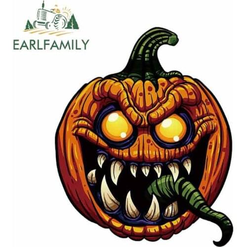 EARLFAMILY 13cm x 10.6cm For Pumpkin Monster Car Styling Stickers Vinyl Material Decal DIY Waterproof Graffiti Decoration