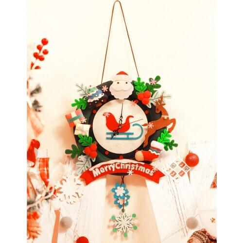 Felt Christmas Decorations Wall Clock Wall ing Ornament DIY Set for Kids Gift Ornament Decor Wall Clock Christmas Decorations