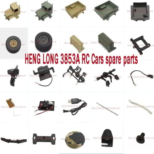 HENG LONG 3853A 1:16 RC Car Military Truck spare parts shell tire axle motor steering gearbox receiver remote controller etc