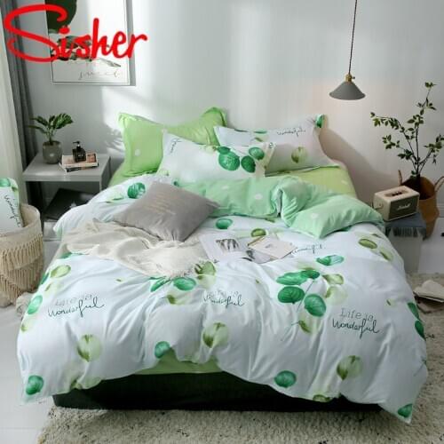 Sisher Bedding Set King Size Leaf Single Double Queen Duvet Cover sets Quilt covers Capas De Edredon blue Bedclothes Bedding-set