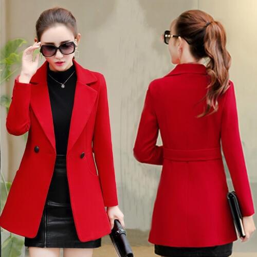 Korean Woolen Autumn Female Red Coat Coats And Jackets Women 2020 Overcoat Woman Jacket Casaco Feminino KJ400