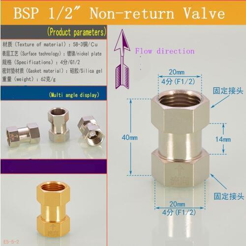 1/2" BSP Brass material single union swivel inner thread Non-return Valve