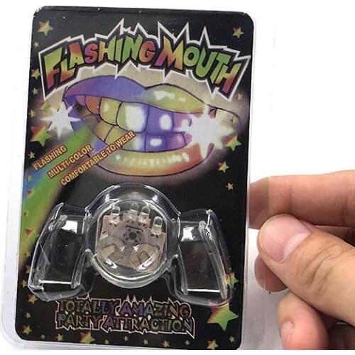 Colorful Flashing LED Blinking Light Glow Teeth Toy Light Up Mouth Piece Brace Halloween Party Glowing Tooth Gift Ball Funny