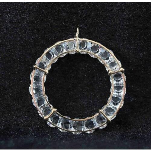 Fashion rhinestone beads crystal pendants copper plated arc circle cage 30mm 50mm diy jewelry 2/pcs B890