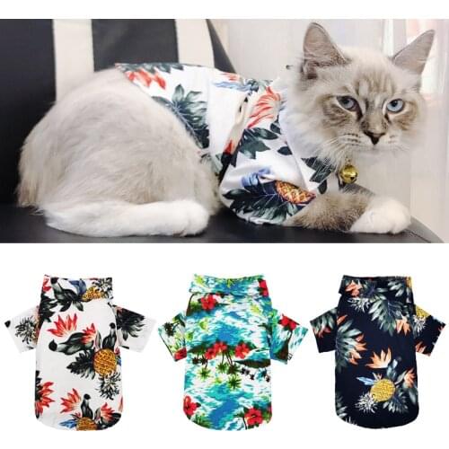 Fashion Hawaii Summer Cat T-shirt Shirt Cool Pet Dog Cat Shirts Clothes for Small Cats Kitten Clothing Kitty Vest Pets Product