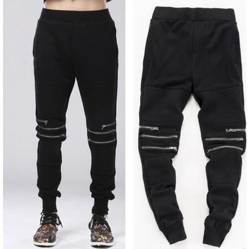 Zipper Fashion Man Harem Pants Biker Jogger Men Hip Hop Pants Cool Sweatpants Trousers Kanye West Swag Urban Clothing For Men