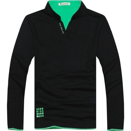 Long Sleeve Tshirt Men Stand Collar Fashion Camisetas Hombre