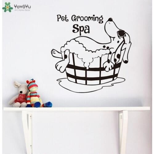 YOYOYU Wall Decal Dog Bathing Wall Stickers Pet Grooming Spa Cute Animal Vinyl Decor For Bathroom Home Decoration QQ367