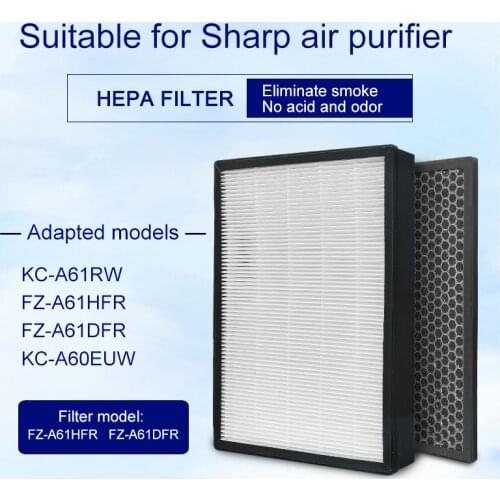 Suitable For Sharp Air Purifier Hepa Filter FZ-A61HFR & Activated Carbon Filter FZ-A61DFR KC-A61RW KC-A60EUW FZ-A61HFR FZ-A61DFR