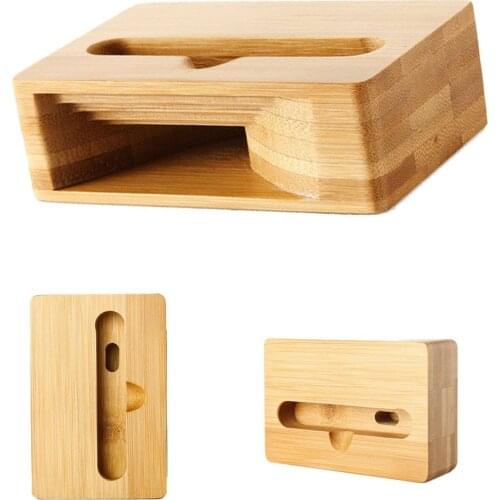 New Mobile Phone Charging Stand Box Support Loudspeaker for Iphone Samsung Sony Wooden Holder Sound Amplifier Bamboo Bracket