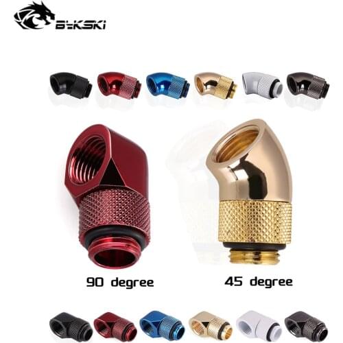 Bykski 90 Degree Rotary Elbow Fitting 45 Degree Angled Rotate Adapter G1/4 For PVC Hose/Hard Tube Water Cooler MOD B-RD90/B-RD45