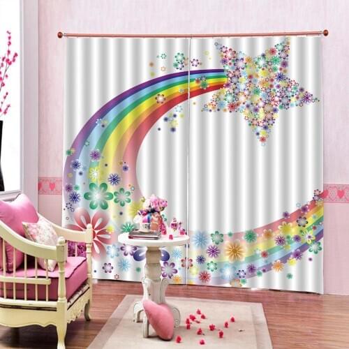 Rainbow 3D Window Curtain 3d print Luxury Blackout For Living Room cartoon moon curtains