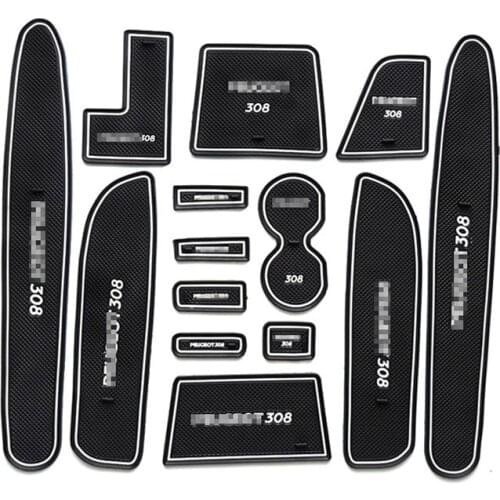 Rubber Car Interior Anti-Slip Door Groove Mat For Peugeot 307 308 2008 508 301 3008 5008 GT Cup Pad Decoration Accessories
