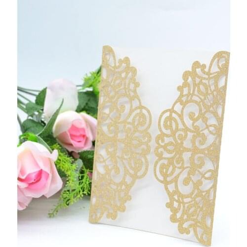 Luxurious rose gold glitter invitation card for wedding decoration party supplies