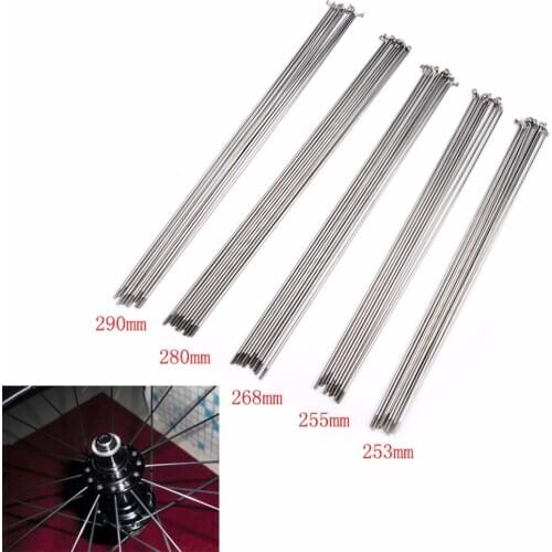 10PCS 12 mm steel spoke Length 253-290 mm silver Color 304 stainless steel Bike Spokes 14G Bicycle Spokes Diameter spokes