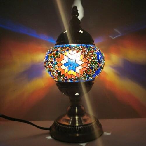 Turkish Mosaic Table Lamp Vintage Art Deco Glass Desk Lamp Mosaicos Baby Room Decor Bedside Table Lightings For Bedroom