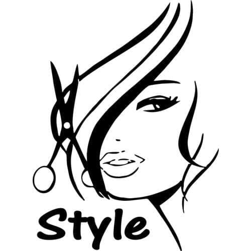 13.4CM*17.8CM Hair Cut Style Beauty Shop Salon Car Vinyl Decal Car Sticker Car Motorcycle Accessories Black Sliver C8-0739