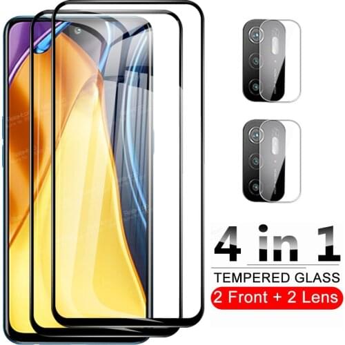 4 in 1 Camera Tempered Glass For Xiaomi Mi Poco M3 Pro X3 NFC F3 F1 Poxo Poko Pocophone M F X 3 Screen Protector Protective Film