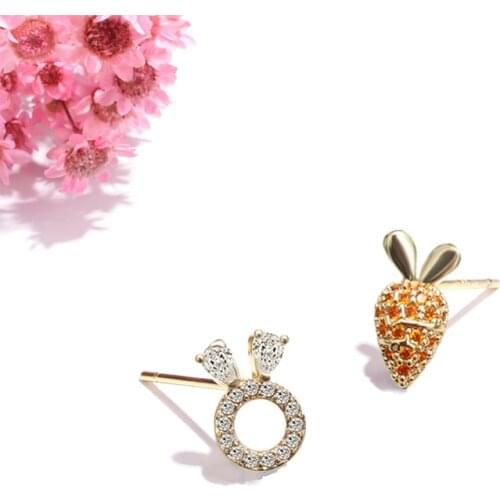 Karopel rhinestones crystal Earrings For Women Exquisite Zircon Radish Rabbit stud Earring cute Girl Jewelry Valentines Day Gif
