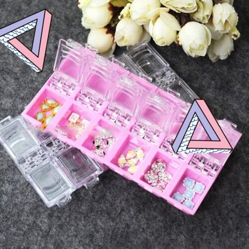 Manicure Diamond Box 12 Lattices Drill Box New Exquisite Transparent Jewelry Box Decorative Nail Art Drill Jewelry Box