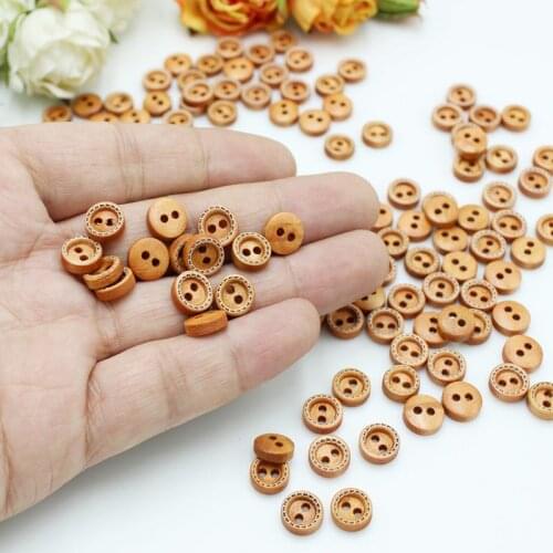 100 or 200pcs 8mm Mini Brown Wood Buttons for Crafts Sewing Accessories Clothing Supplies Home Decor 4 Holes