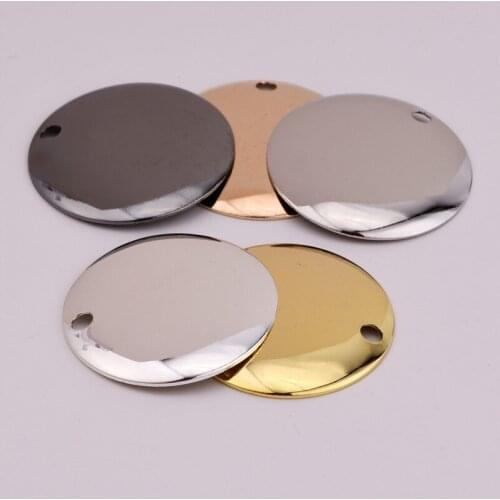 28mm Geometric Round Single Hole Concave Copper Pendant Manual Glossy Tag DIY Material Wholesale