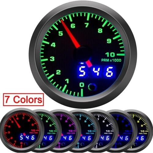 2" 52mm 7 Colors LED digital tachometer for boat motor auto rpm meter 0-10000 rpm gauge car modification compteur moto tacometro