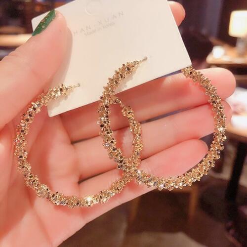 2021 New Big Circle Round Hoop Earrings for Womens Fashion Statement Golden Punk Charm Earrings Party Jewelry