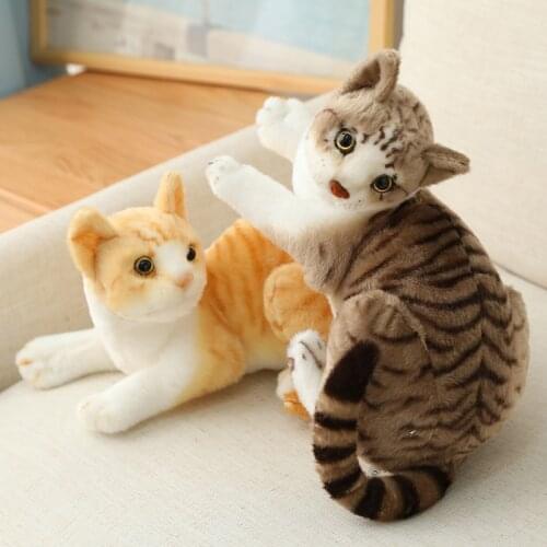 26/30/40cm Cute Real Life Plush Cats Doll Stuffed Lying Cat Plush Toys for Children Baby Doll Kids Birthday Gift Home Decoration