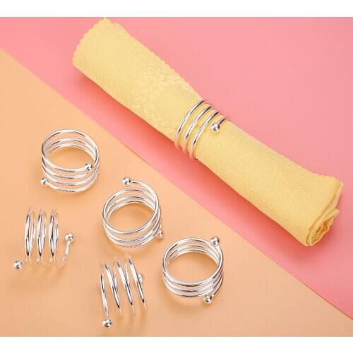 6Pcs Christmas Table Decoration Spiral Typed Serviette Napkin Buckle Holder Wedding Party West Dinner Banquet Towel Napkin Rings