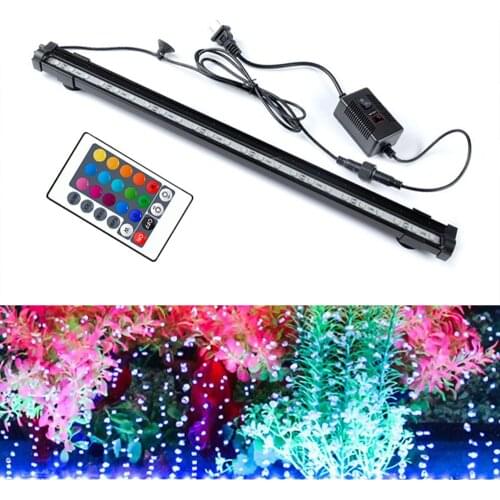 Aquarium Fish Tank Light Waterproof LED Bubble Pump Bar Light 23/30/45/52cm Decor Lighting Underwater Lamp 24 Key Remote Control
