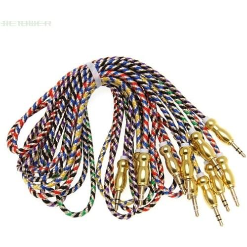 500pcs AUX Audio Cable 3.5mm Male to Male Stereo New Ethnic Plait Style AUX Cable Cord for Car Headphone Speaker Computer Cheap