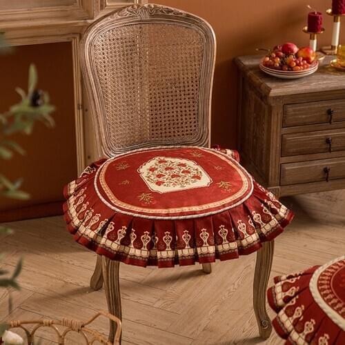 Velvet Red Chair Cover Cushion Home New year Decorative Printed Seat Cushions Four Seasons Universal Chair Covers Short Plush