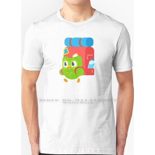 Duolingo Owl T Shirt 100% Pure Cotton Duolingo Owl Bird Green Learning Backpack Languages Meme Dank Cute Annoying Funny Cool