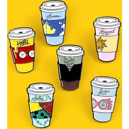 Book Movie Role Enamel Pins Fun Custom Coffee Cup Brooches Lapel Badge Denim Jeans Jewelry Creative Gift For Fans Friends