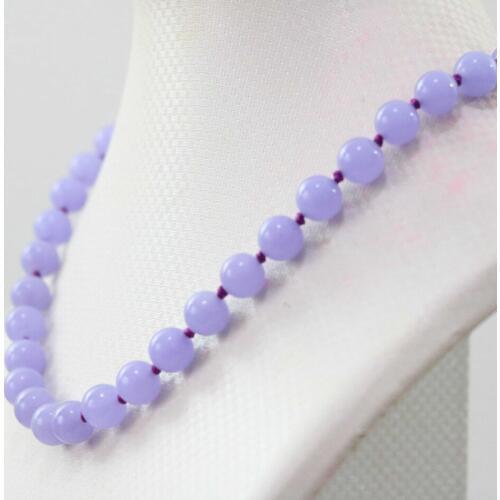 Purple violet natural stone jades chalcedony 8mm 10mm 12mm round beads fashion women diy jewelry chain necklace 18inch B1025
